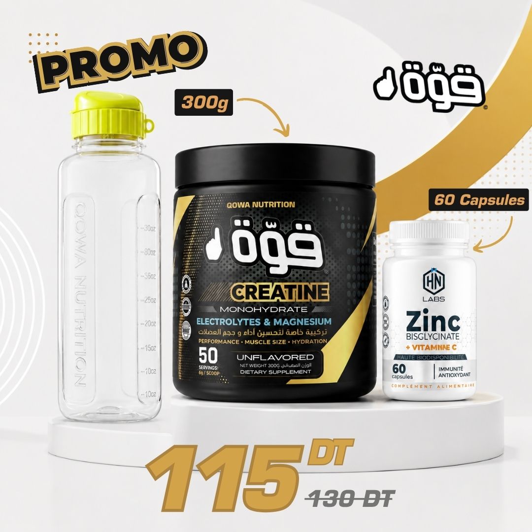 Creatine Monohydrate Qowa 300g + Zinc + Vitamine C – HN Labs – 60 capsules